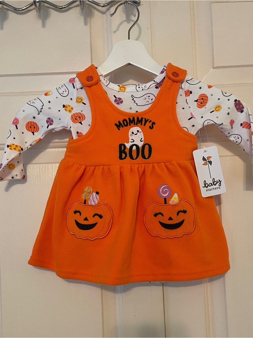 NWT girls Halloween "Mommy's Boo" Overall Dress Set - Adorable fall